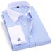 High Quality Striped Men French Cufflinks Casual Dress Shirts Long Sleeved White Collar Design Style Wedding Tuxedo Shirt 6XL