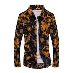 Hot Sale Size: M-5XL / 2019 New Fashion Floral Print Slim Fit Shirts Men's Long Sleeve Casual Dress Shirts 19 Colors