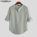 INCERUN Fashion Men Shirt Long Sleeve Cotton Solid Casual Basic Shirt Men Tops Leisure Fitness Pullovers Camisa Plus Size 2019