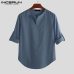 INCERUN Fashion Men Shirt Long Sleeve Cotton Solid Casual Basic Shirt Men Tops Leisure Fitness Pullovers Camisa Plus Size 2019