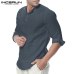 INCERUN Fashion Men Shirt Long Sleeve Cotton Solid Casual Basic Shirt Men Tops Leisure Fitness Pullovers Camisa Plus Size 2019