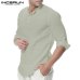 INCERUN Fashion Men Shirt Long Sleeve Cotton Solid Casual Basic Shirt Men Tops Leisure Fitness Pullovers Camisa Plus Size 2019