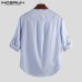 INCERUN Fashion Men Shirt Long Sleeve Cotton Solid Casual Basic Shirt Men Tops Leisure Fitness Pullovers Camisa Plus Size 2019