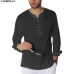 INCERUN Plus Size S-3XL Men Casual Shirts Long Sleeve Solid Lace Up Tunic Tops Men Vintage Slim Male Blouse Chemise 2019 Autumn