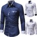 JAYCOSIN men's autumn casual one-piece dress polka dot slim long-sleeved dress shirt men's blue and white printed shirt