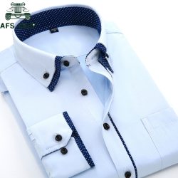 Long Sleeve Dress Shirt Men 2019 Plus Size 4XL High Quality Solid Shirt hombre Causal Slim Fit Business Shirts Men Chemise Homme