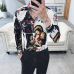 Luxury Printing Shirt Men Gold Black White Long Sleeve Camisa Masculina Chemise Homme Social Men Club Prom Shirt Kemeja Pria