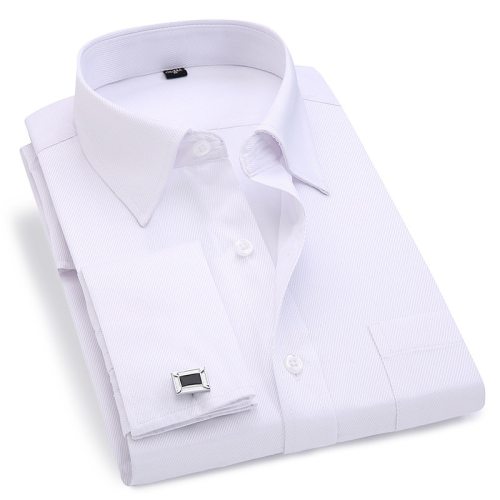 Men French Cufflinks Shirt 2019 New Men's Stripes Shirt Long Sleeve Casual Male Brand Shirts Slim Fit French Cuff Dress Shirts