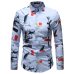 Men Hawaiian Shirt Long Sleeve Floral Print Mens Dress Formal Shirts Camisa Social Masculina Men Casual Slim Fit Tops Shirt 5XL