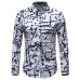 Men Hawaiian Shirt Long Sleeve Floral Print Mens Dress Formal Shirts Camisa Social Masculina Men Casual Slim Fit Tops Shirt 5XL