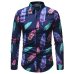 Men Hawaiian Shirt Long Sleeve Floral Print Mens Dress Formal Shirts Camisa Social Masculina Men Casual Slim Fit Tops Shirt 5XL