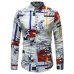 Men Hawaiian Shirt Long Sleeve Floral Print Mens Dress Formal Shirts Camisa Social Masculina Men Casual Slim Fit Tops Shirt 5XL