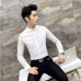 Men Shirt 2019 Spring Hollow Lace Patchwork Long Sleeve Shirt Men Streetwear Mens Shirts Casual Slim Fit Night Club Dress Tuxedo