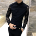 Men Shirt 2019 Spring Hollow Lace Patchwork Long Sleeve Shirt Men Streetwear Mens Shirts Casual Slim Fit Night Club Dress Tuxedo