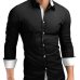 Men Shirt Brand 2018 Male High Quality Long Sleeve Shirts Casual Hit Color Slim Fit Black Man Dress Shirts 4XL C936