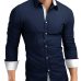 Men Shirt Brand 2018 Male High Quality Long Sleeve Shirts Casual Hit Color Slim Fit Black Man Dress Shirts 4XL C936