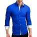 Men Shirt Brand 2018 Male High Quality Long Sleeve Shirts Casual Hit Color Slim Fit Black Man Dress Shirts 4XL C936