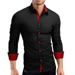 Men Shirt Brand 2018 Male High Quality Long Sleeve Shirts Casual Hit Color Slim Fit Black Man Dress Shirts 4XL C936