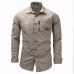 Men Shirt military Mens Long Sleeve Slim fit camisa masculina Khaki Army green Shirt High Quality Shirt men