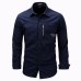 Men Shirt military Mens Long Sleeve Slim fit camisa masculina Khaki Army green Shirt High Quality Shirt men