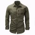 Men Shirt military Mens Long Sleeve Slim fit camisa masculina Khaki Army green Shirt High Quality Shirt men