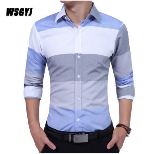 Men'S Clothing 2017 Fashion Male Shirt Long-Sleeves Tops Large Striped Men'S Casual Mens Dress Shirts Slim Men Shirt M-2XL