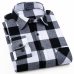 Men's 100% Cotton Casual Plaid Shirts Pocket Long Sleeve Slim Fit Comfortable Brushed Flannel Shirt Leisure Styles Tops Shirt