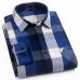 Men's 100% Cotton Casual Plaid Shirts Pocket Long Sleeve Slim Fit Comfortable Brushed Flannel Shirt Leisure Styles Tops Shirt