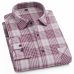 Men's 100% Cotton Casual Plaid Shirts Pocket Long Sleeve Slim Fit Comfortable Brushed Flannel Shirt Leisure Styles Tops Shirt