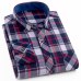 Men's 100% Cotton Casual Plaid Shirts Pocket Long Sleeve Slim Fit Comfortable Brushed Flannel Shirt Leisure Styles Tops Shirt