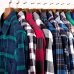 Men's 100% Cotton Casual Plaid Shirts Pocket Long Sleeve Slim Fit Comfortable Brushed Flannel Shirt Leisure Styles Tops Shirt