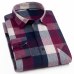 Men's 100% Cotton Casual Plaid Shirts Pocket Long Sleeve Slim Fit Comfortable Brushed Flannel Shirt Leisure Styles Tops Shirt