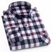 Men's 100% Cotton Casual Plaid Shirts Pocket Long Sleeve Slim Fit Comfortable Brushed Flannel Shirt Leisure Styles Tops Shirt