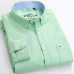 Men's Long Sleeve Blue Oxford Dress Shirt with Left Chest Pocket Cotton Male Casual Solid Button Down Shirts 5XL 6XL Big size