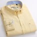 Men's Long Sleeve Blue Oxford Dress Shirt with Left Chest Pocket Cotton Male Casual Solid Button Down Shirts 5XL 6XL Big size