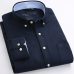 Men's Long Sleeve Blue Oxford Dress Shirt with Left Chest Pocket Cotton Male Casual Solid Button Down Shirts 5XL 6XL Big size