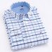 Men's Long Sleeve Oxford Plaid Striped Button Down Dress Shirt with Single Chest Pocket 100% Cotton Leisure Office Work Shirts