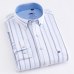 Men's Long Sleeve Oxford Plaid Striped Button Down Dress Shirt with Single Chest Pocket 100% Cotton Leisure Office Work Shirts