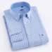 Men's Long Sleeve Oxford Plaid Striped Button Down Dress Shirt with Single Chest Pocket 100% Cotton Leisure Office Work Shirts