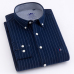 Men's Long Sleeve Oxford Plaid Striped Button Down Dress Shirt with Single Chest Pocket 100% Cotton Leisure Office Work Shirts