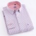 Men's Long Sleeve Oxford Plaid Striped Button Down Dress Shirt with Single Chest Pocket 100% Cotton Leisure Office Work Shirts