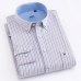 Men's Long Sleeve Oxford Plaid Striped Button Down Dress Shirt with Single Chest Pocket 100% Cotton Leisure Office Work Shirts