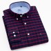 Men's Long Sleeve Oxford Plaid Striped Button Down Dress Shirt with Single Chest Pocket 100% Cotton Leisure Office Work Shirts