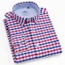 Men's Long Sleeve Oxford Plaid Striped Button Down Dress Shirt with Single Chest Pocket 100% Cotton Leisure Office Work Shirts