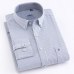 Men's Long Sleeve Oxford Plaid Striped Button Down Dress Shirt with Single Chest Pocket 100% Cotton Leisure Office Work Shirts