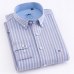 Men's Long Sleeve Oxford Plaid Striped Button Down Dress Shirt with Single Chest Pocket 100% Cotton Leisure Office Work Shirts