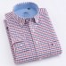 Men's Long Sleeve Oxford Plaid Striped Button Down Dress Shirt with Single Chest Pocket 100% Cotton Leisure Office Work Shirts