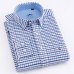 Men's Long Sleeve Oxford Plaid Striped Button Down Dress Shirt with Single Chest Pocket 100% Cotton Leisure Office Work Shirts