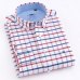 Men's Long Sleeve Oxford Plaid Striped Button Down Dress Shirt with Single Chest Pocket 100% Cotton Leisure Office Work Shirts