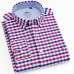 Men's Long Sleeve Plaid Striped Dress Shirts Single Front Chest Pocket Regular Fit Button-collar Cotton Oxford Social Shirt Male